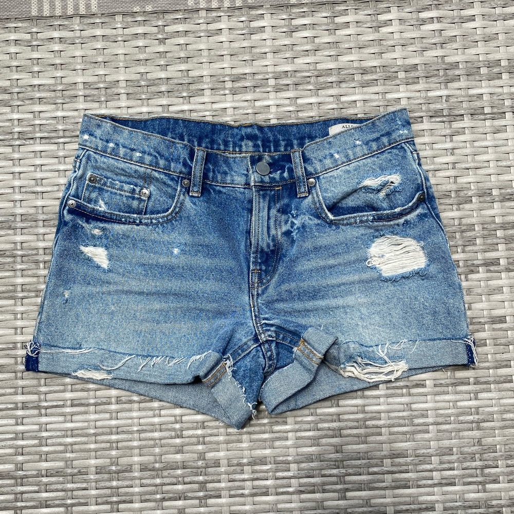 All saints distressed jean shorts